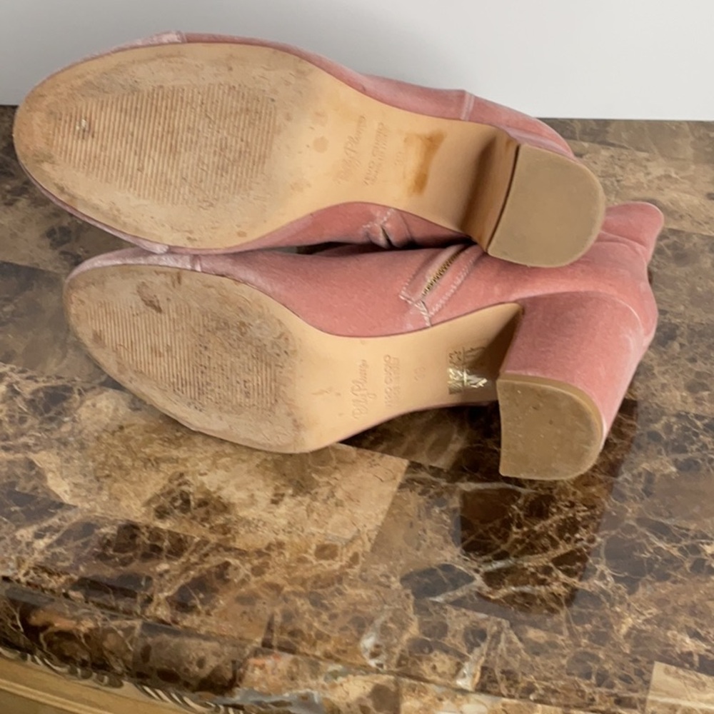 Polly Plume Pink Velvet Block Heel Boots - Picture 10 of 10